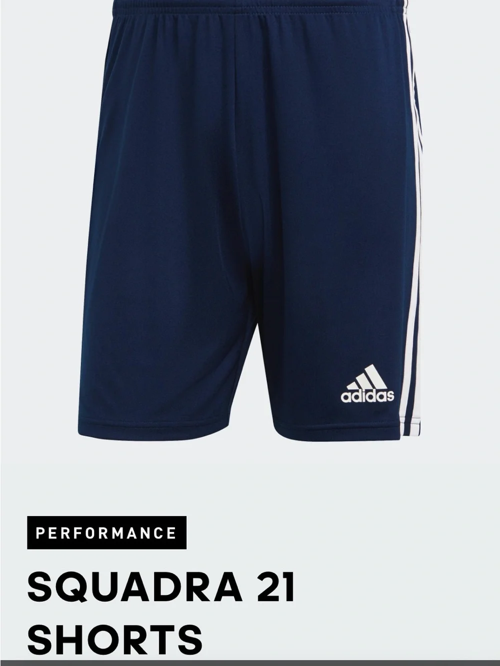 adidas Men’s Squadra 21 Shorts in Navy with White Stripes